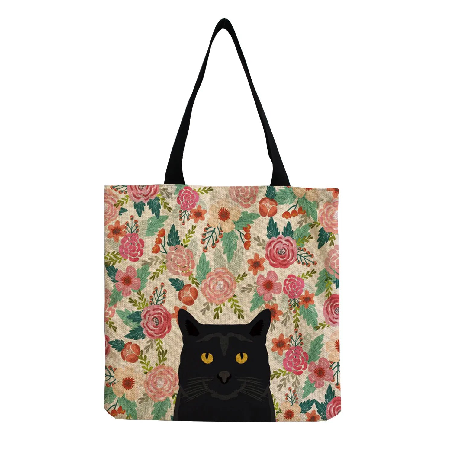 Floral Cat Dog Print Handbag Women Tote Shoulder Bags