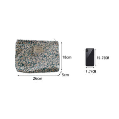 Floral Cosmetic Bag Cotton Fabric Make Up Storage Pouch Zipper Beauty Case