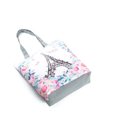 Floral Eiffel Tower Tote Paris Landscape Beach Bag Women Travel Shoulder Bags
