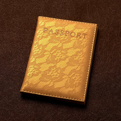 Floral Lace Passport Cover Travel Case Pu Leather Holder