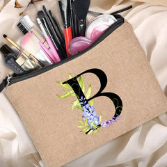 Floral Letter Print Women Cosmetic Bag - Bridesmaid Makeup Bag