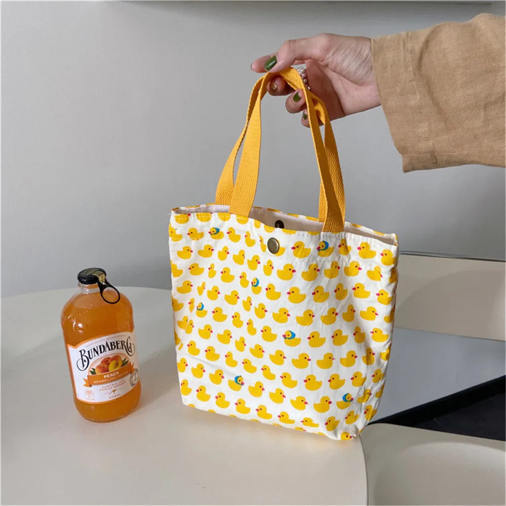 Floral Mini Canvas Shopping Handbags Female Reusable Foldable Tote Bags