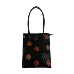 Floral PU Leather Shoulder Bag Retro Vintage Handbag for Women