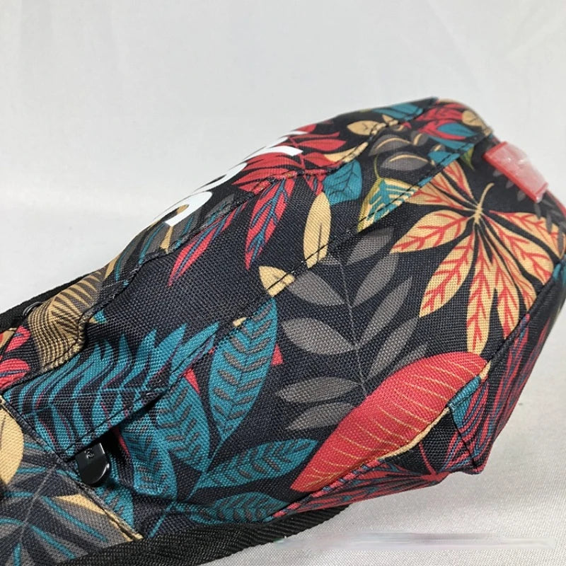 Floral Print Canvas Waist Bag Unisex Men Women Pillow Fanny Waist Packs