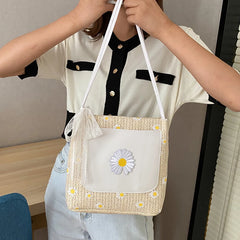 Floral Embroidered Shoulder Bag Women Handbag Lace Bow