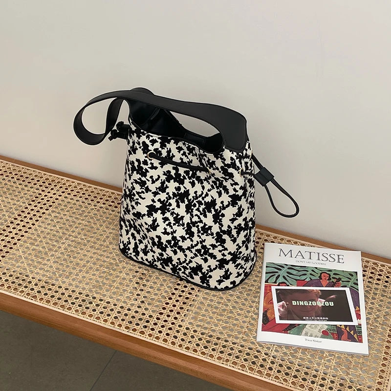 Floral Print Shoulder Bags Casual Large Capacity Bucket Handbags