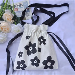 Floral Print Vintage Shoulder Bag Women Cross Body Canvas Totes Bag