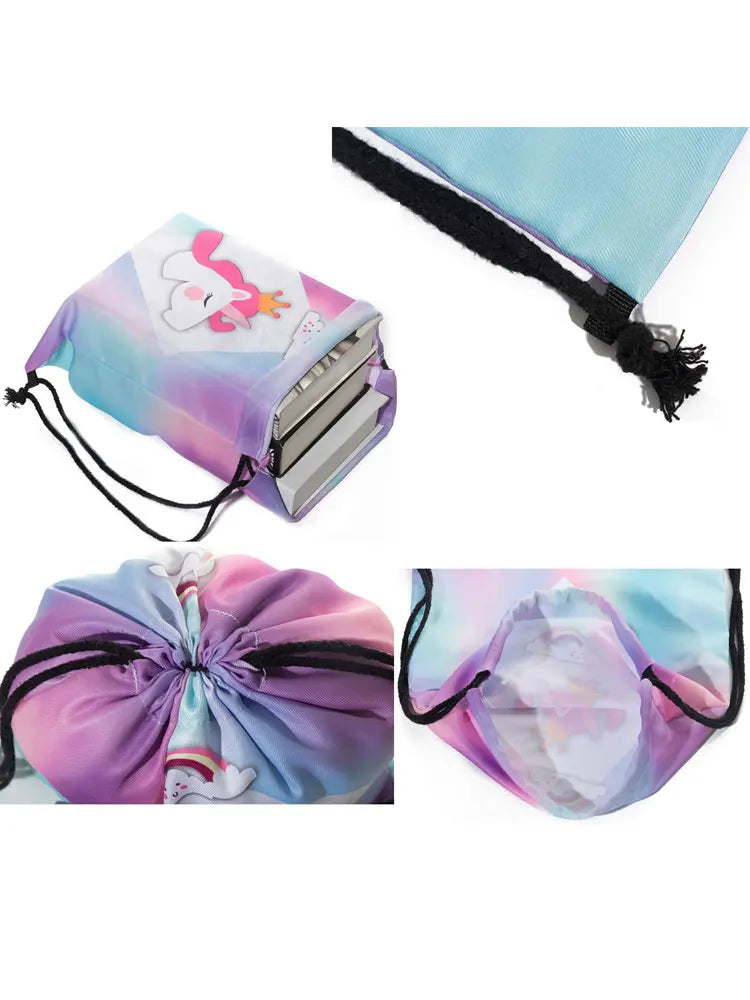 Floral Print Women's Handbag Drawstring Backpack Shoe Pocket Travel Bag
