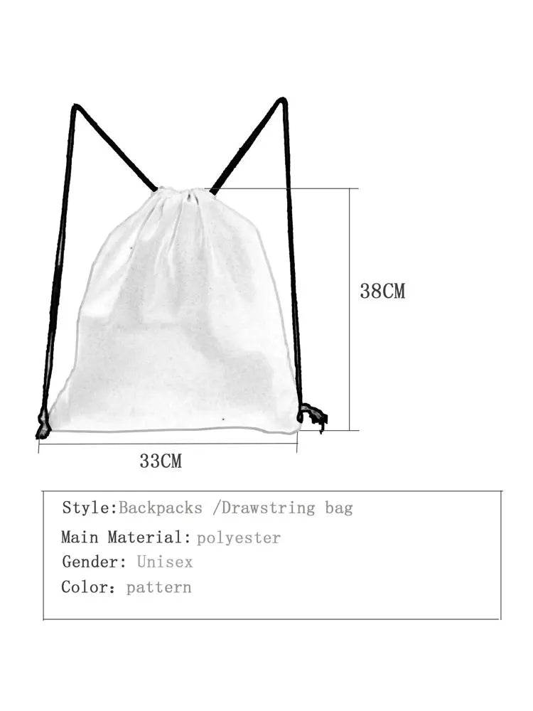 Floral Print Women's Handbag Drawstring Backpack Shoe Pocket Travel Bag