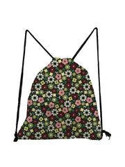 Floral Print Women's Handbag Drawstring Backpack Shoe Pocket Travel Bag