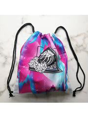 Floral Print Women's Handbag Drawstring Backpack Shoe Pocket Travel Bag