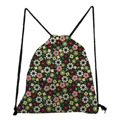 Floral Print Women's Handbag Drawstring Backpack Shoe Pocket Travel Bag