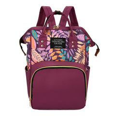 Floral Printed Backpack Mommy Bag Large Capacity Waterproof Antifouling Backpack