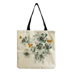 Floral Printed Tote Bag Eco Reusable Portable Storage Shopping Bag