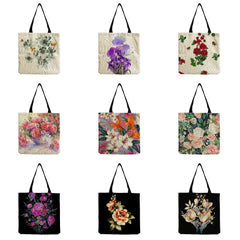Floral Printed Tote Bag Eco Reusable Portable Storage Shopping Bag
