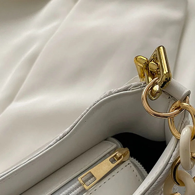 Floral Printed Underarm Bag Chains Shoulder Bag Summer Armpit Handbag