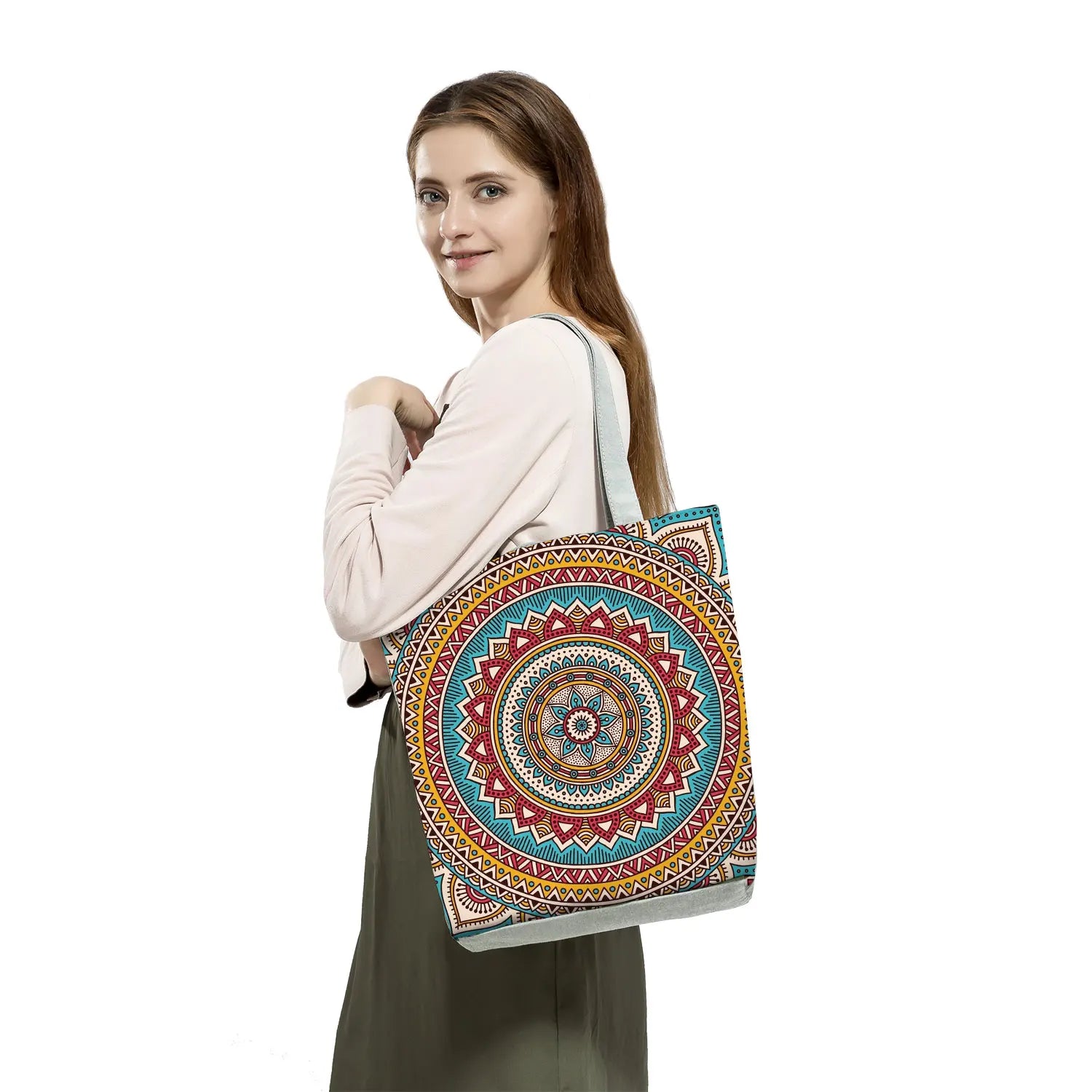 Floral Printed Women Shoulder Bag High Capacity Storage Shopping Bag