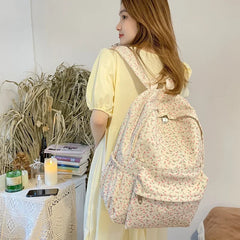 Floral Printing Backpack Waterproof Nylon Rucksack School Bags For Girls