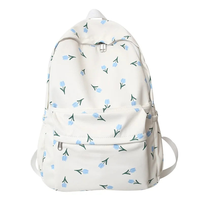 Floral Printing Backpack Waterproof Nylon Rucksack School Bags For Girls