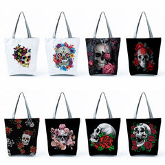 Halloween Skull Print Tote Bag Women's Shoulder Bag