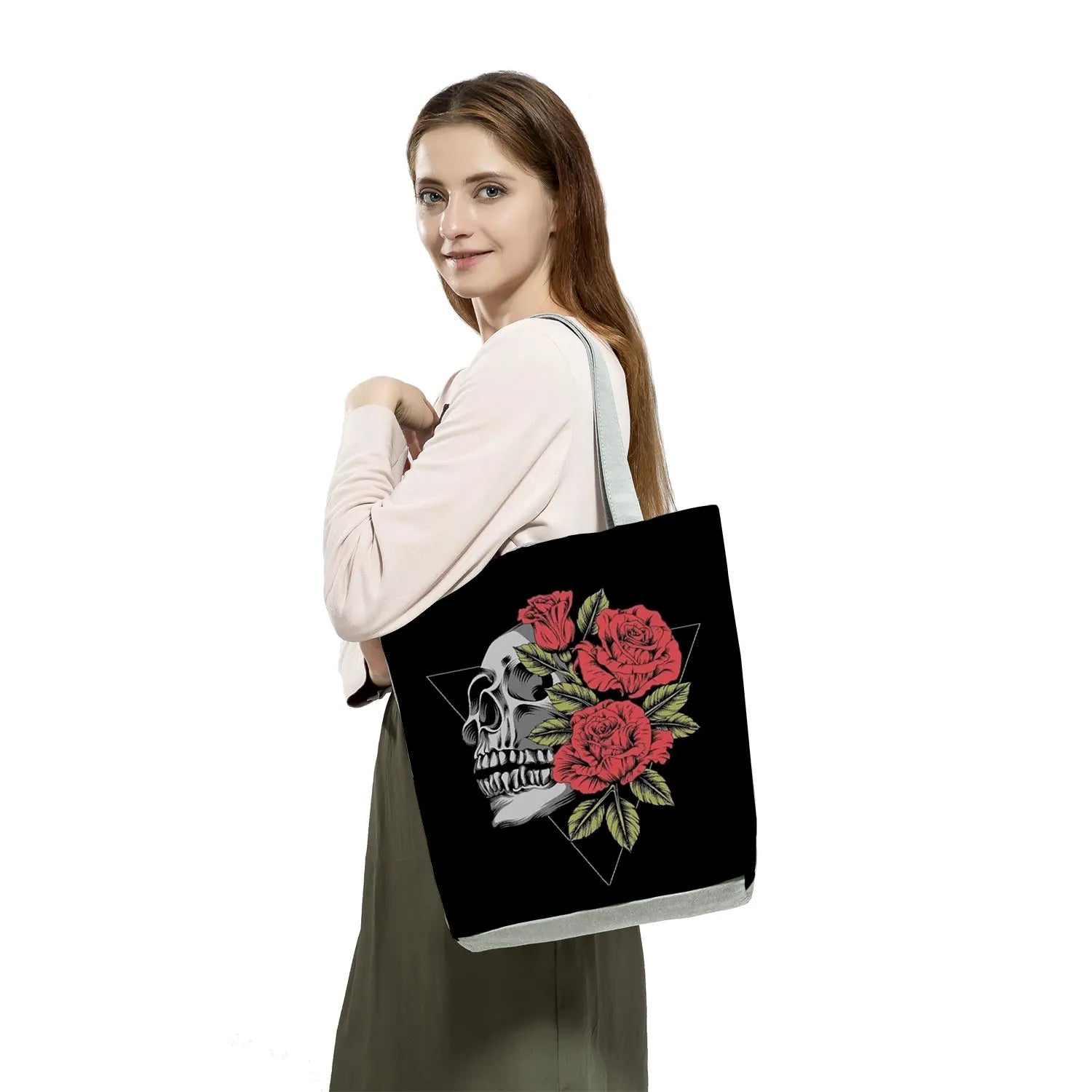 Halloween Skull Print Tote Bag Women's Shoulder Bag
