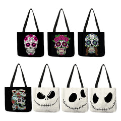 Floral Skull Tote Bag Of the Dead Halloween Handbags For Women Reusable Shopping