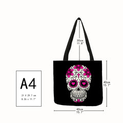 Floral Skull Tote Bag Of the Dead Halloween Handbags For Women Reusable Shopping