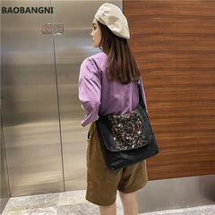 Floral Vintage Denim Shoulder Bags Women Jeans Handbag
