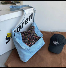 Floral Vintage Denim Shoulder Bags Women Jeans Handbag