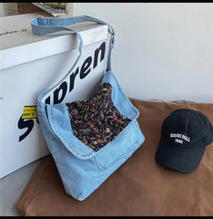 Floral Vintage Denim Shoulder Bags Women Jeans Handbag