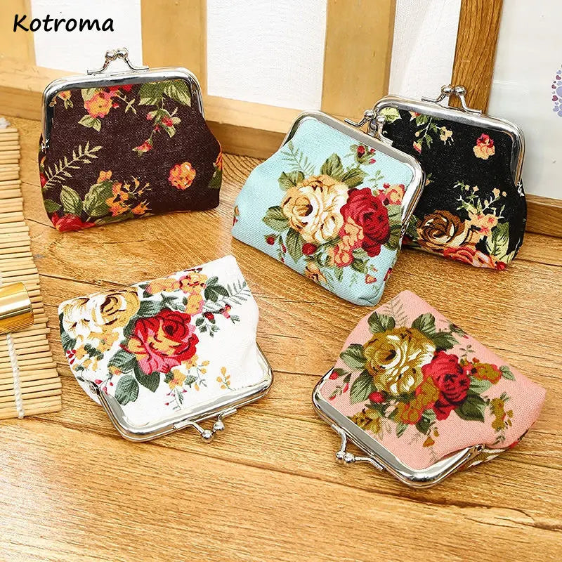 Floral Wallets Women Vintage Canvas Wallet Coin Lipstick Ladies Purses
