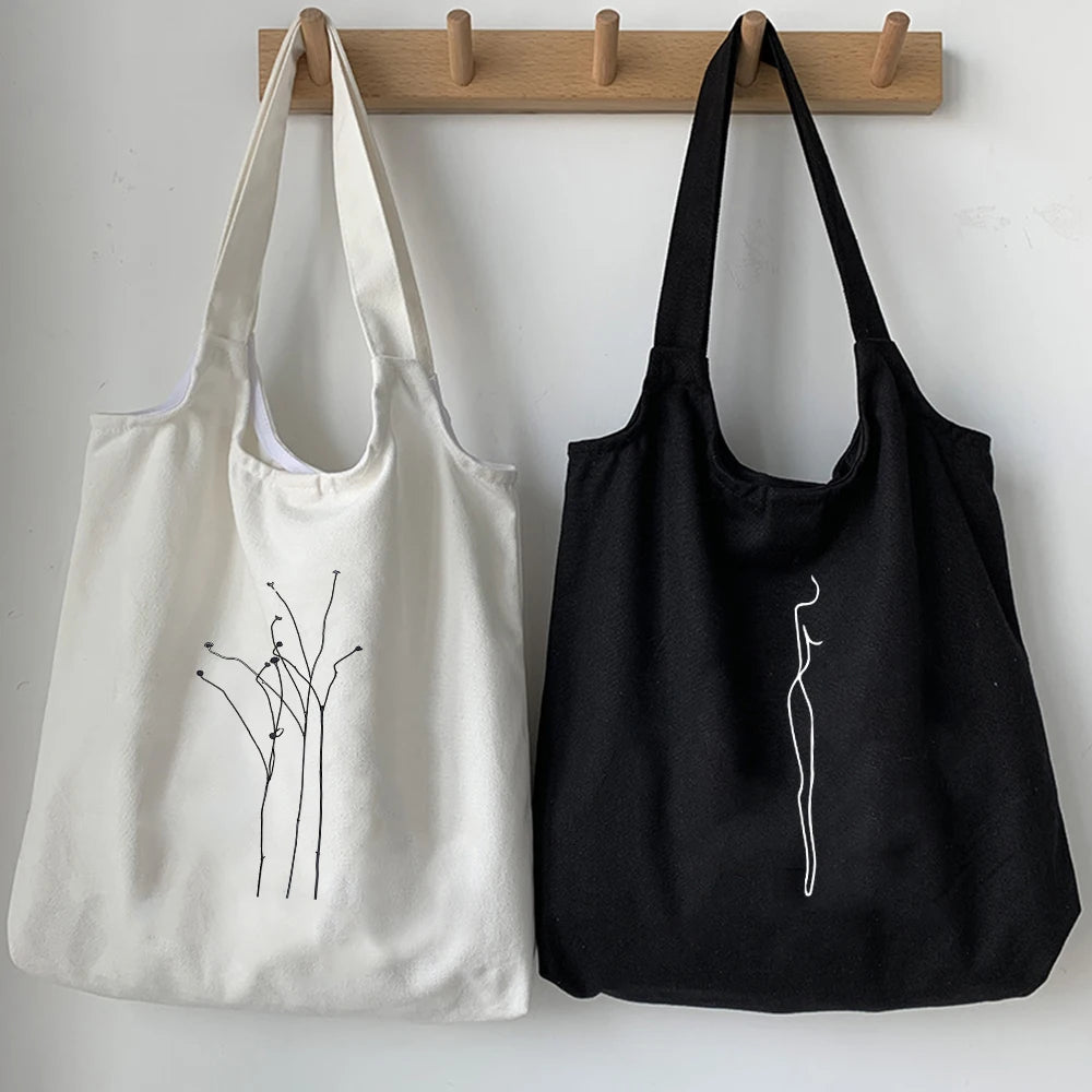 Floral Wild Plant Canvas Shoulder Tote Bag Women Handbags Eco Reusable Shopping