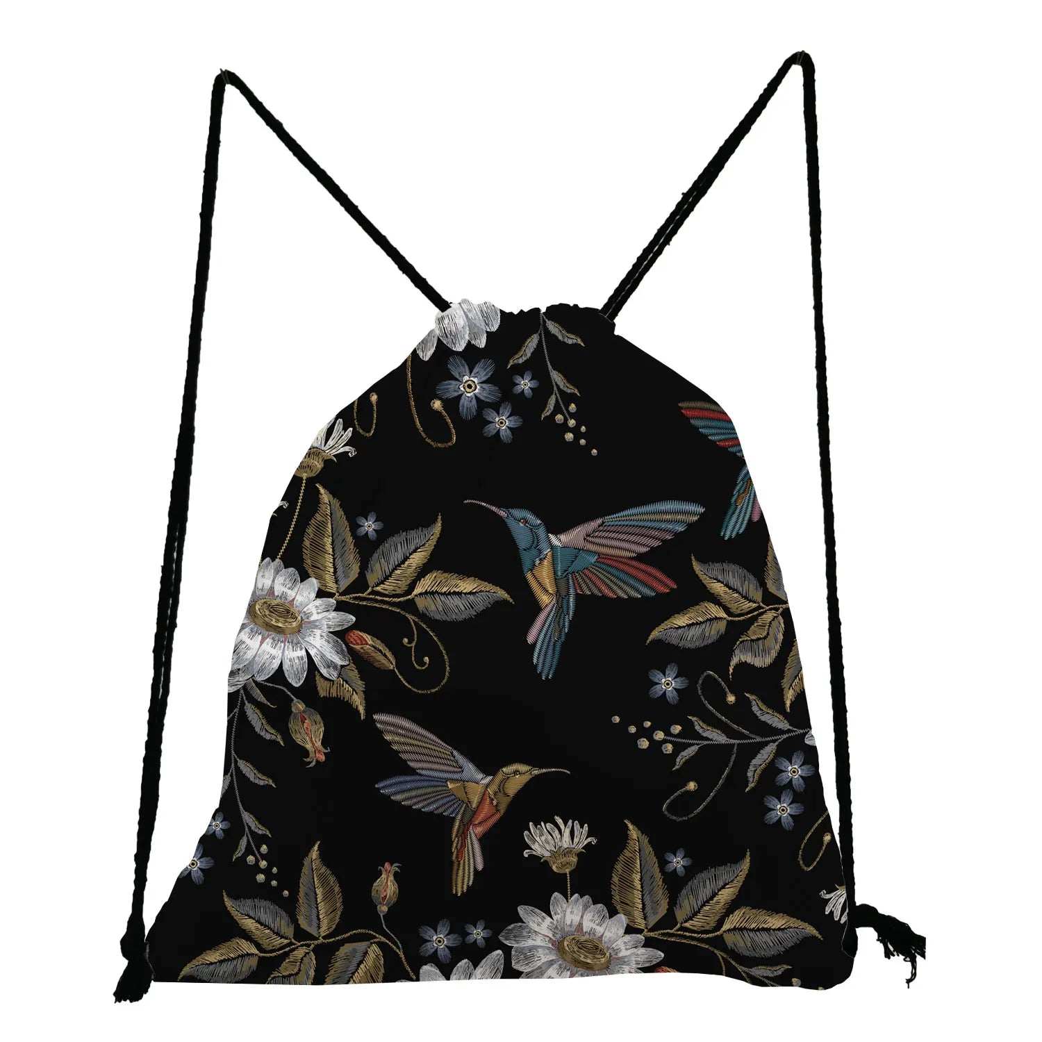 Flower Bird Drawstring Bags Teenager Girls Bookbag Daily Eco Travel