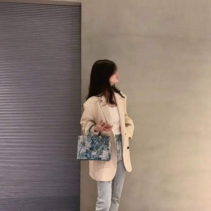 Flower Chain Ladies Tote Bag Pattern Large Capacity One Shoulder Messenger Bag