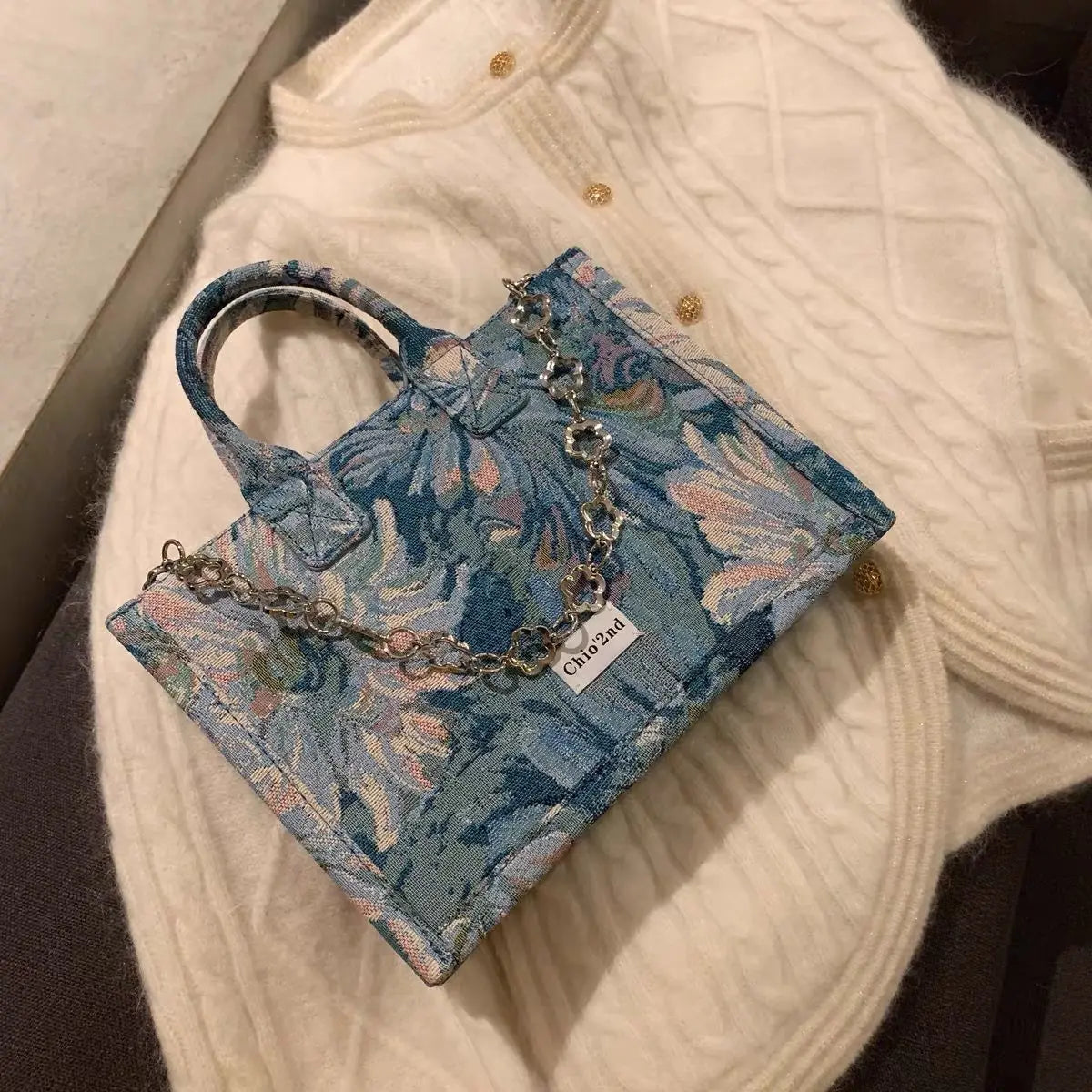 Flower Chain Ladies Tote Bag Pattern Large Capacity One Shoulder Messenger Bag