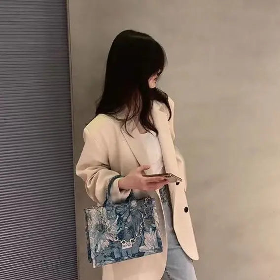 Flower Chain Ladies Tote Bag Pattern Large Capacity One Shoulder Messenger Bag