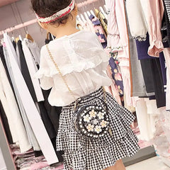 Flower Decoration Girls Bags Wild Chain Diagonal Shoulder Bags