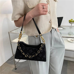 Flower Shoulder Purse Women Jacquard Underarm Bag Ladies Chain Top-handle Clutch