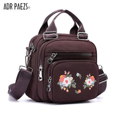 Flower Embroidery Women Messenger Bag Small Nylon Shoulder Bag