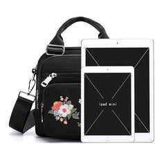 Flower Embroidery Women Messenger Bag Small Nylon Shoulder Bag