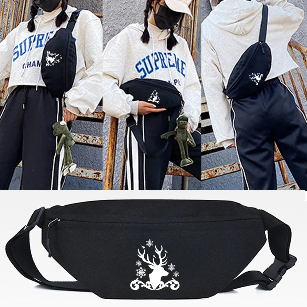 Flower Printing Waist Bag Large Capacity Unisex Belt Bag