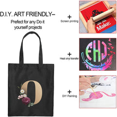 Flower Letter Printing Tote Bags for Women Reusable Shopping Bag