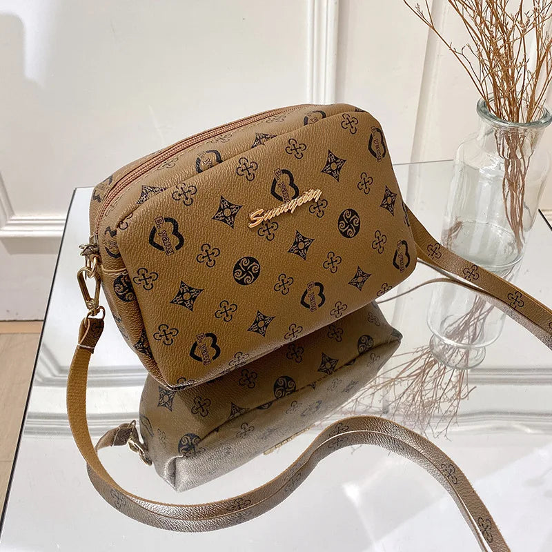Flower Material Small Square Handbag Women Ladies Crossbody Bag