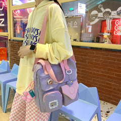 Flower Nylon Shoulder Bag Large Capacity Crossbody for Girls Women