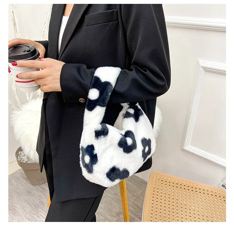 Flower Pattern Shoulder Bag Women Purse College Style Underarm Bag