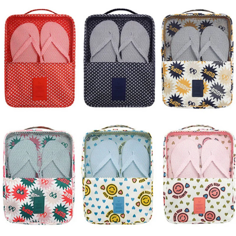 Flower Pattern Shoes Storage Bag Travel Slippers Organizer