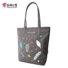 Women's Embroidered Canvas Shoulder Bag Large Capacity Lightweight Handbag