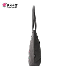 Women's Embroidered Canvas Shoulder Bag Large Capacity Lightweight Handbag