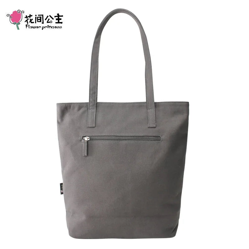 Women's Embroidered Canvas Shoulder Bag Large Capacity Lightweight Handbag