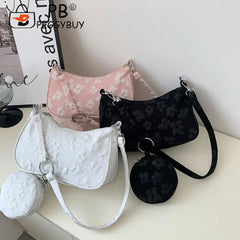 Flower Print Shoulder Crossbody with Round Handle Purse
